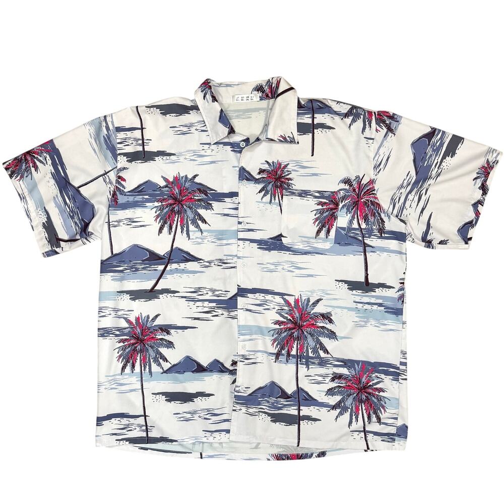 Hawaiian Mens Shirt Size 3XL Tropical Palm Tree Button Down Top